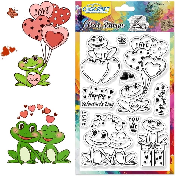 Valentine's Day Clear Stamps Frog Transparent Silicone Stamps for Card Making Silicone Clear Stamp Seals for Cards Stamps Making DIY Scrapbooking Photo Journal Album