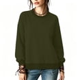 thumbnail image 2 of ClodeEU Women's Crew Neck Long Sleeve Sweatshirt,Casual Loose Fit Pullover Top Army Green,Women's Plus L, 2 of 9