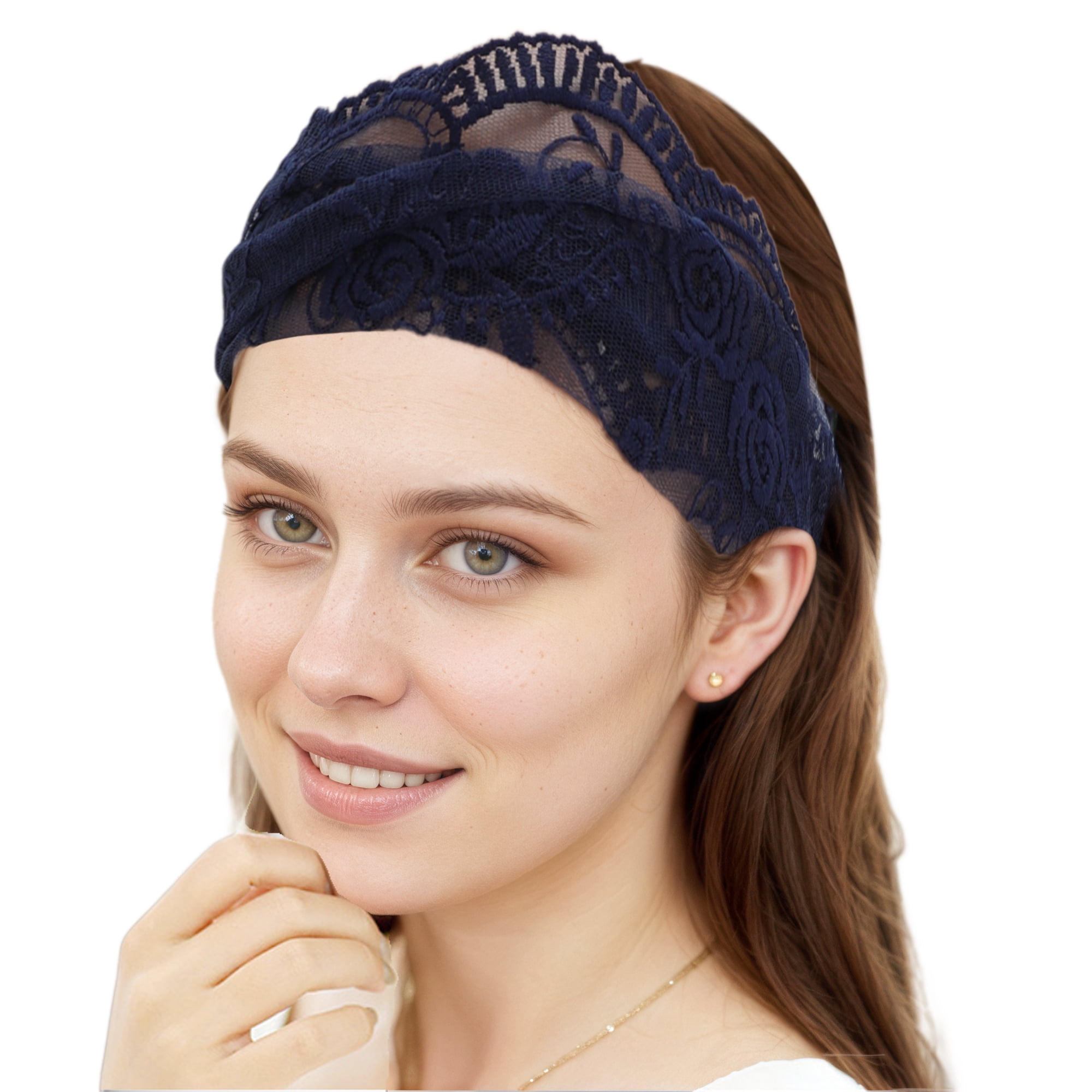 Unique Bargains Rose Lace Headband 1 Pc Navy Blue