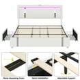 thumbnail image 4 of Homfa Queen Bed Frame with LED Lighted Headboard & USB Ports, PU Low Profile Storage Bed Frame with 2 Drawer, Adjustable Headboard, No Box Spring Needed, White, 4 of 9