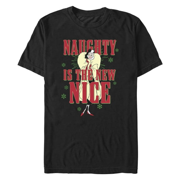 Men's One Hundred and One Dalmatians Villains Cruella Naughty Is The New Nice Graphic Tee Black 2X Large