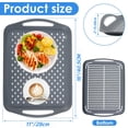 thumbnail image 3 of QYLELRA 2 Pcs Large Nonslip Serving Tray with Handles, Silicone Grippy Dots Lap Food Trays for Eating, Dishwasher Safe Serve for Breakfast Dinner Snack Fruit Appetizers Beverage, Gray, 3 of 8