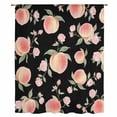 thumbnail image 2 of Peach Sheer Curtains 54" Long, Spring Floral Green Leaf Botanical Pink Fruit Black Light Filering Curtains, Breathable Simi Curtain Privacy Drapes for Kitchen Bathroom Nursery Small Window Treatment, 2 of 9