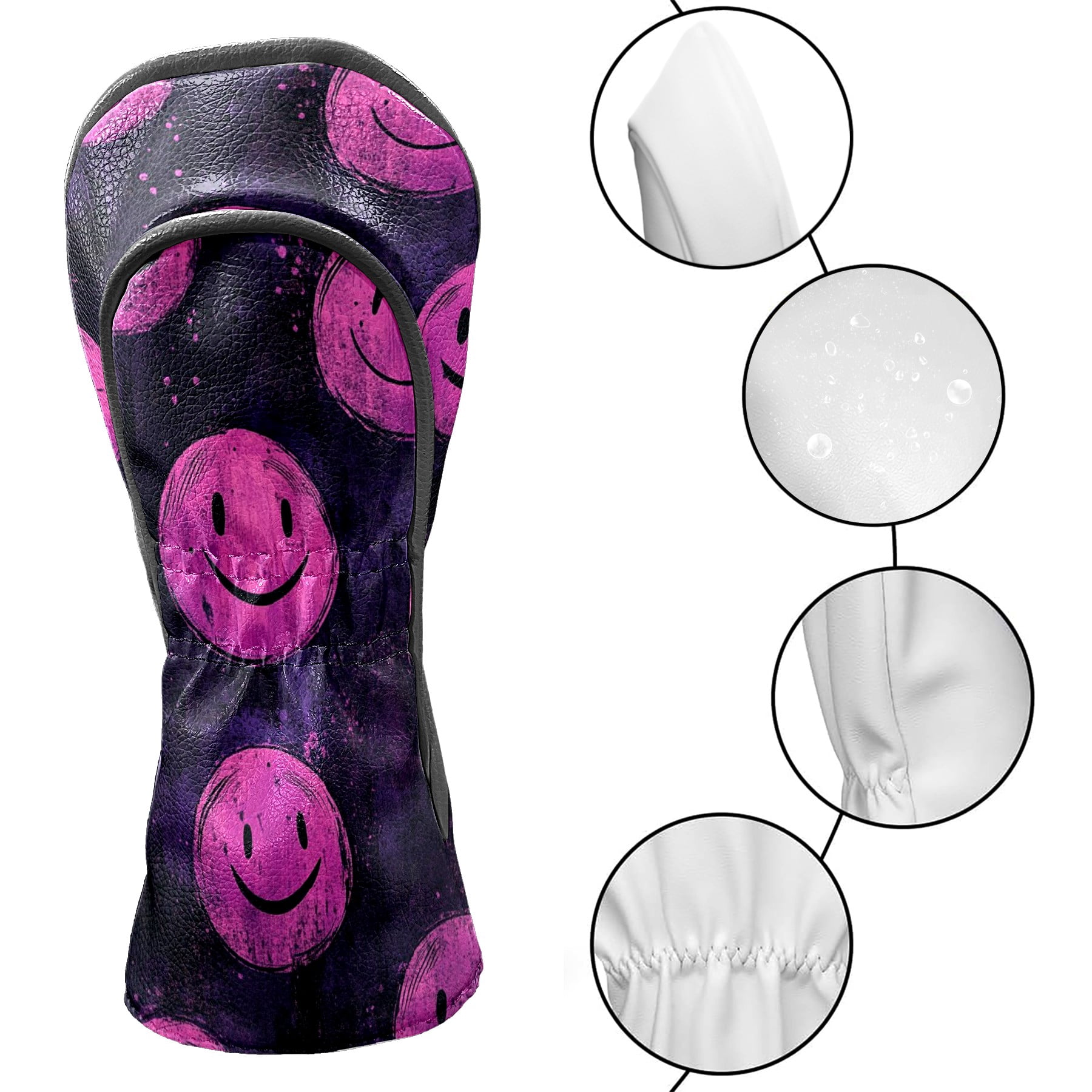 Golf Head Covers Interesting Patterns for Driver, Wood & Hybrid, Premium Waterproof PU Leather with Plush Lining, Unique Abstract Golf Gifts