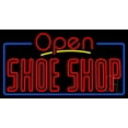 thumbnail image 1 of Red Double Stroke Shoe Shop Open LED Neon Sign 20 x 37 - inches, Black Square Cut Acrylic Backing, with Dimmer - Bright and Premium built indoor LED Neon Sign for store interior Décor, Storefront., 1 of 7