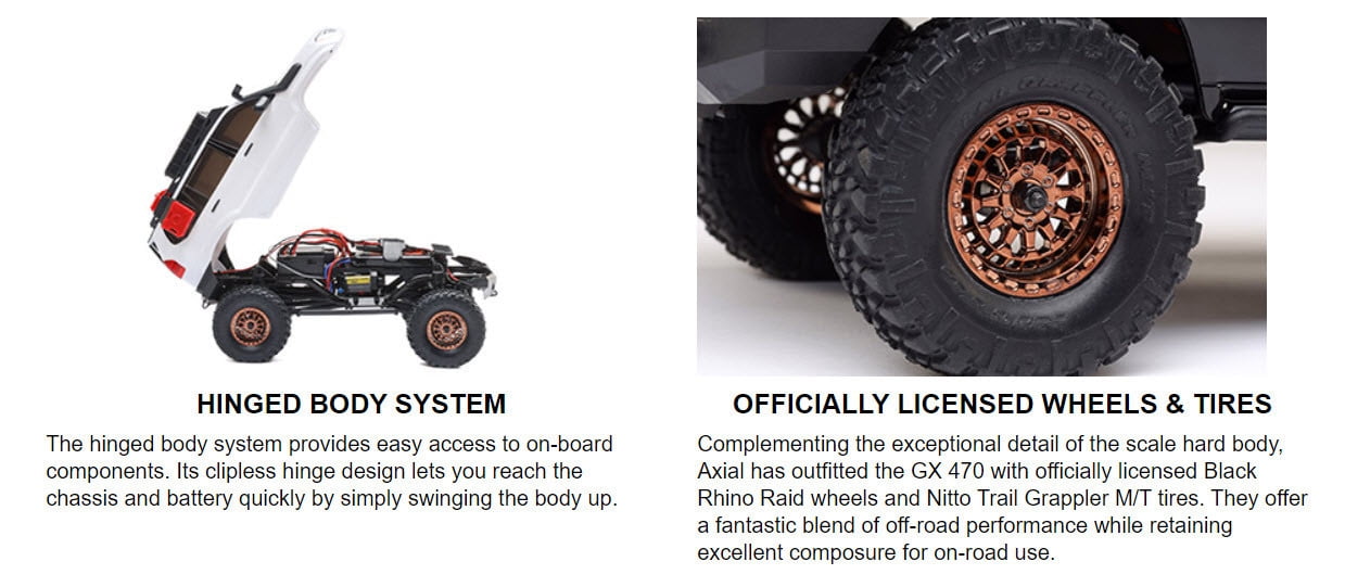 Axial 1/24 SCX24 Lexus GX 470 4X4 RTR Brushed Rock Crawler Battery & Charger Included Silver AXI-1532T2