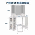 thumbnail image 6 of TROPOW Corner Vanity Desk and Stool, Corner Makeup Vanity with LED Lighted Mirror Charging Station and Cabinet for Bedroom,White, 6 of 6
