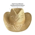 thumbnail image 2 of Jiibva Straw Cowboy Hats for Women, Western Cowgirl Hat Hollow-Out Bucket Hats Holiday Foldable Vacation Beach Sun Hat with Wide Brim Cowgirl Hats Accessories, 2 of 7