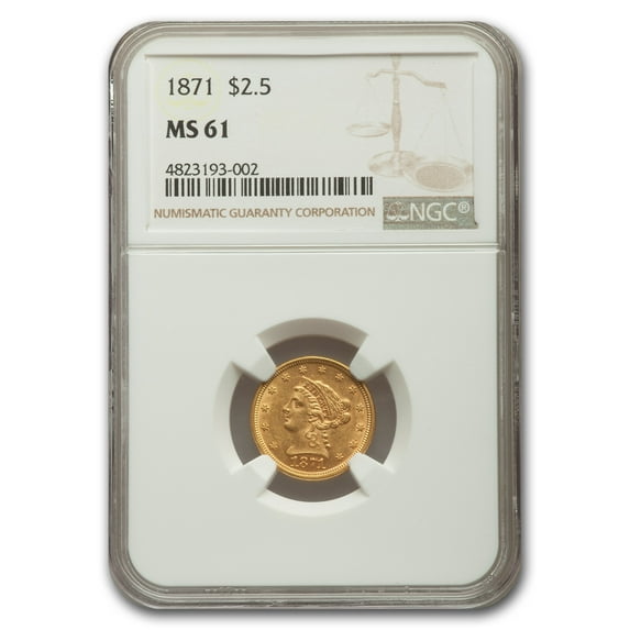 1871 $2.50 Liberty Gold Quarter Eagle MS-61 NGC