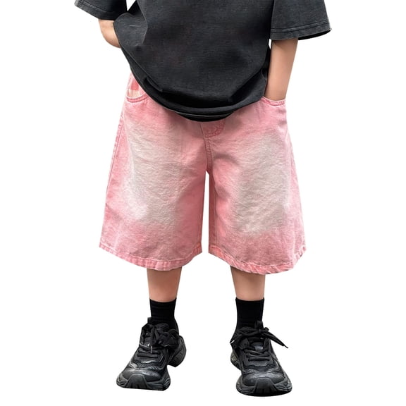TAIAOJING Toddler Boys Casual Tie Dye Denim Shorts For Everyday Wear Comfortable Stretch Jeans Trousers Shorts For Kids Ages 2-14 Years Lightweight Breathable Summer Outfits Sets Lovely 5-6Y