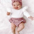 thumbnail image 2 of Honganda Girl's Solid 3Pcs Suit, Romper with Ruffled Short Pants Hairband, 2 of 8