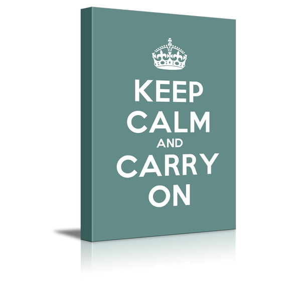 wall26 Canvas Wall Art Gallery Wrap Canvas Prints - Keep Calm and Carry On | Stretched Cyan Canvas Home Art Ready to Hang - 12" x 18"