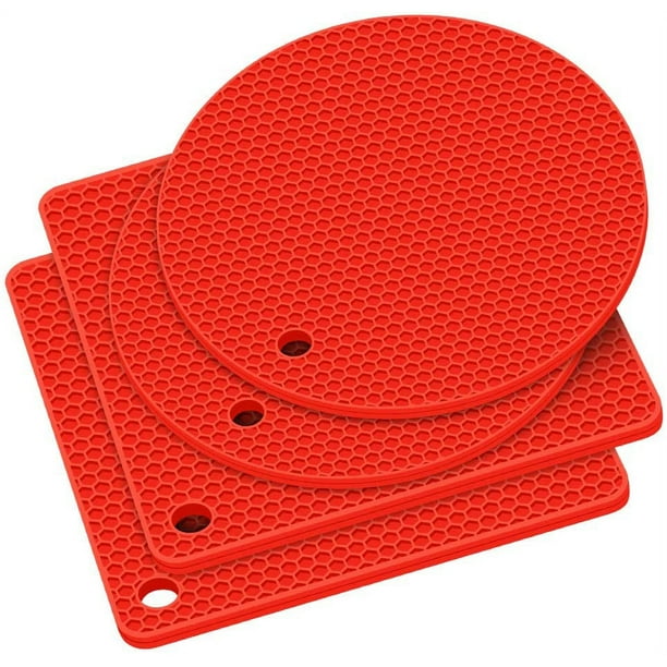 Salvamanteles de silicona: soportes para ollas calientes, tapete de secado, almohadillas calientes, posavasos antideslizantes duraderos, tapetes resistentes al calor (rojo) Ormromra WMPH-405-2