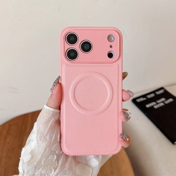 Allytechgroup Anti-Scratch PU Leather Soft Shell Back Cover Cell Phone Case with Protective Case Cover for Apple iPhone 17 Pro, Pink