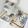 thumbnail image 3 of Palm Trees Bath Mat 3 Piece Bathroom Rug Set, Blue Brown Vintage Watercolor Tropical Non Slip Bath Rug Contour Mat and Toilet Lid Cover, Absorbent Shower Mats Soft Bath Rugs and Mats Sets, 3 of 8