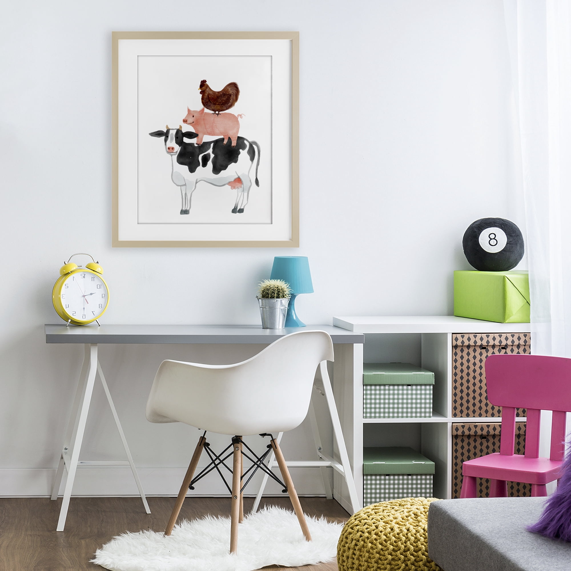 Stupell Industries Farm Animal Stack Whimsy Birch Framed Print Under Glass, design by Kim Allen