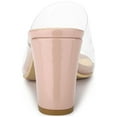 thumbnail image 2 of BLISSFUL STEP Women's Clear Point Toe High Block Heel Mules Slides Sandals Nude 8.5, 2 of 8