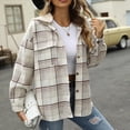 thumbnail image 5 of Uhndy 2022 Jackets for Women, Fashion Women Casual Buttons Plaid Printed Long Sleeve Hooded Jacket Outerwear Winter Coats Christmas Gifts for Women, 5 of 5