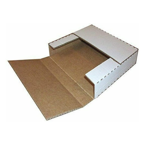 LP Record Mailers - 100 Pack 12" Vinyl Shipping Boxes - White Cardboard LP Mailers for 1-4 Records - Multi-Depth Closure Mailing Boxes