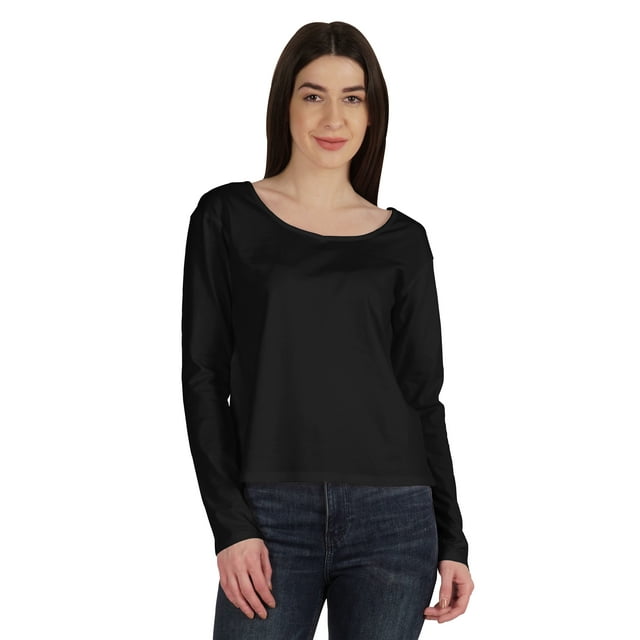 Inkmeso T-Shirt en Coton à Manches Longues Style de Rue Col Rond pour Femmes