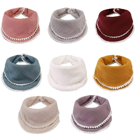 

Baby Bandana Drool Bibs 8 Pack Baby Bibs for Boys Girls Adjustable Muslin Baby Bibs Set for Teething and Drooling Multi-Use Scarf Bibs(Random Color)