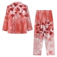 thumbnail image 2 of Renewold Comfy Valentine's Day Pajama Set for Women Red Hearts Button Pullover Tops with Jogger Sweatpants 2 Pieces Thermal Long Sleeve Pjs Sleepwear Size L, 2 of 6