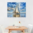 thumbnail image 2 of MLJA Canvas Prints Wall Art - Beautiful Seascape White Sail Boat on The Sea | Modern Wall Decor/Home Decoration Stretched Gallery Canvas Wrap Print &amp; Ready to Hang, 2 of 4
