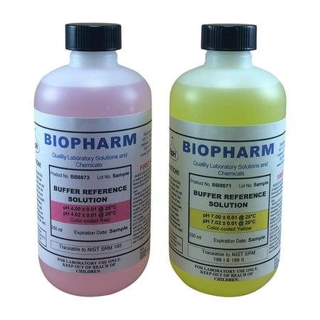Ph Electrode Storage Buffer (Biopharm pH Calibration Kit (2) 8oz Bottles pH 4 and pH 7 Buffer NIST Traceable Reference Standards for All pH)