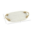 thumbnail image 4 of DecMode 20" x 10" White Marble Oval Leaf Tray with Gold Twisted Metal Handles, 1-Piece, 4 of 13
