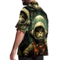 thumbnail image 3 of Retro Cat Men's Short Sleeve Poplin Shirt, Casual Printed Beach Button Down Summer Unisex Shirts, 3 of 6