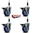 thumbnail image 2 of 4 Inch Blue Poly Swivel 7/8 Inch Expanding Stem Caster Set with Brake SCC, 2 of 2