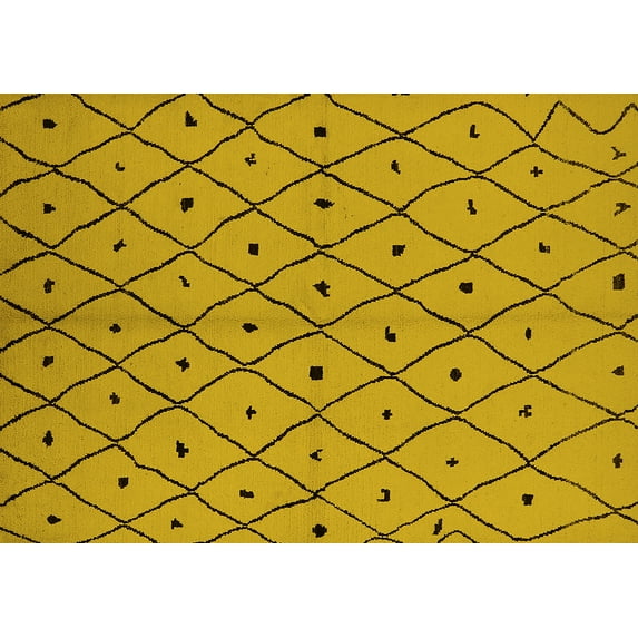 Ahgly Company Indoor Rectangle Solid Yellow Modern Area Rugs, 2' x 4'