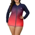 thumbnail image 1 of Charmo Womens Plus Size Long Sleeve Rash Guard Top Zipper Sufing Swim Shirt, 1 of 5