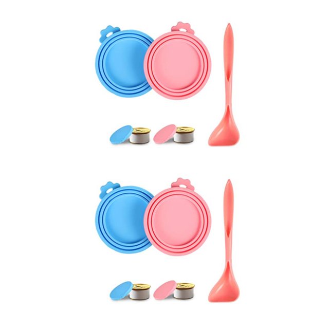 QualitChoice 2pcs/set Convenient Lids Covers For Pet Food Cans Reusable Practical Wide Application Easy To Clean pink + sky blue 2Set