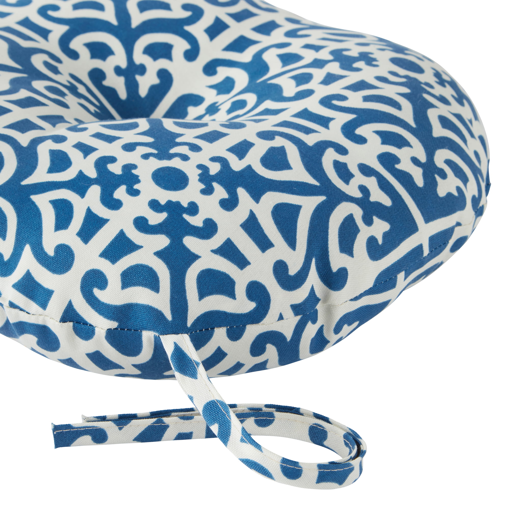 Greendale Home Fashions Indigo Lattice 15 in. Round Outdoor Reversible Bistro Seat Cushion (Set of 2) - image 4 of 6