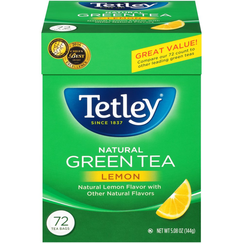 Tetley Natural Green Tea with Lemon Box 72 Ct.