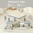 thumbnail image 2 of Kids Table and Chairs, Height-Adjustable Toddler Table and Chair Set with 31.5''Lx23.6''W Graffiti Desktop, Table Chair for Ages 3-8, Childrens Table and Chair Set for Daycare with 2 Chairs, Grey, 2 of 7