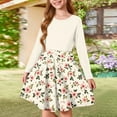 thumbnail image 6 of XADYUY Fall Dresses for Girls Casual A-Line Long Sleeve Girls Midi Dresses Floral Print Crew Neck Dresses Twirly Skater Dresses 7-8 Years,Beige, 6 of 6