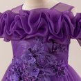 thumbnail image 3 of IDOPIP Flower Girl Dress Birthday Party Princess Dress Tulle Pageant Gown Kids Floral Lace Embroidery Formal Bridesmaid Dress Wedding Prom Communion Dresses 12 Years Dark Purple, 3 of 8