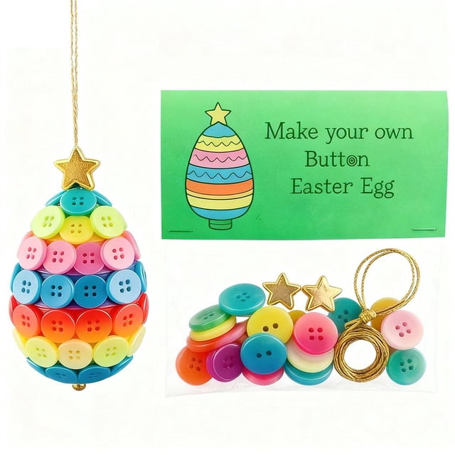 Easter Party Button Decoration Craft Kit Set to Make Handmade Button Crafts for Festive Stockings