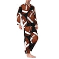 thumbnail image 2 of Honeii Brown Football On Black Pattern Mens Pajamas Set,2pcs Men's Lounge Long Sleeve Sleep Shirt and Pajama Bottoms Sleepwear Set,Mens Pjs Sets-Medium, 2 of 7
