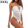 thumbnail image 1 of Body de encaje sexy para mujer Ropa de dormir Ropa interior de malla con vendaje en V profundo, Blanco, XXXL Guardurnaity XX000221-11, 1 of 7