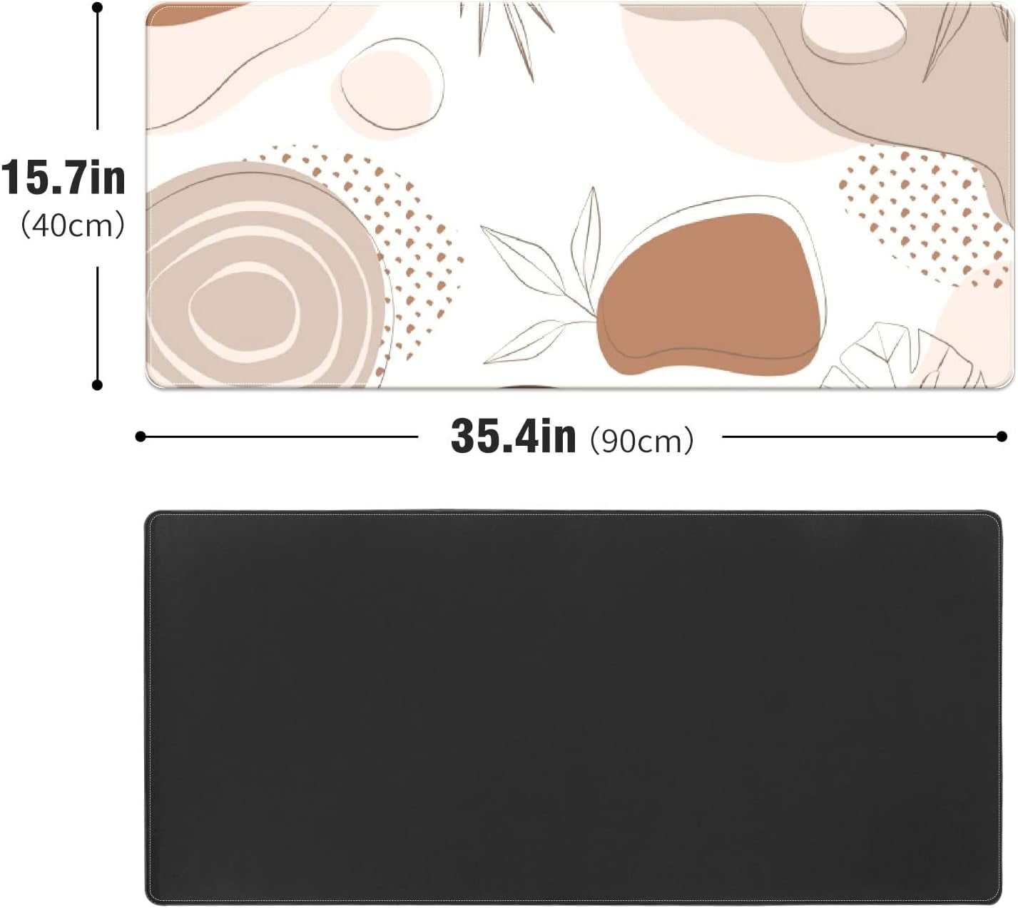 Boho Botanical Leaves Desk Mat, Desk Accessory, Cute Workspace, Trendy Workspace, Trendy, 35.4x15.7in Large Gaming Mouse Pad, Cute Desk Topper, Pretty Desk Pad