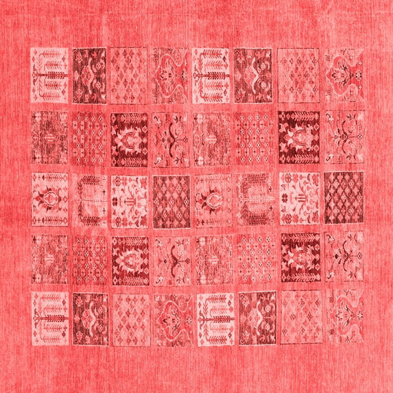 Ahgly Company Indoor Square Abstract Red Modern Area Rugs, 3' Square