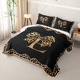 thumbnail image 3 of Erosebridal Cheetah Pattern Letter E Quilt King,Kids Leopard Printed King Coverlet Set For Bow Girls,3pcs, 3 of 7