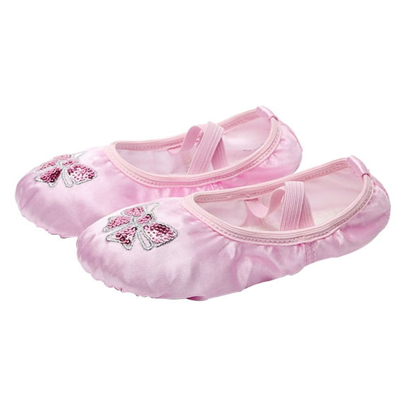 DEEPCRAFF Satin Embroidery Ballet Shoes with Stretch Strap and Suede Sole for Comfortable Dance