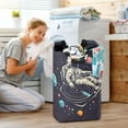 thumbnail image 5 of Yayeee Freestanding Laundry Hamper with Handle Collapsible Large Storage Basket for Clothes, Black Record, 5 of 7