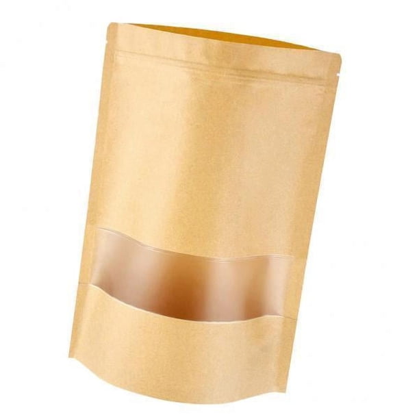 2x 50 Piezas Bolsas con Cierre de Papel Kraft con Cierre de Ventana Transparente Bolsa de Embalaje Stocka 2 piezas