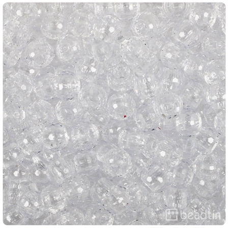 BeadTin Crystal Transparent 9mm Faceted Barrel Pony Beads (500pcs)