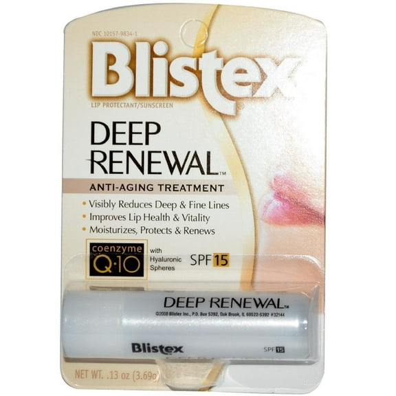 2 Pack Blistex Deep Renewal Lip Protectant, SPF 15 0.15 oz Each